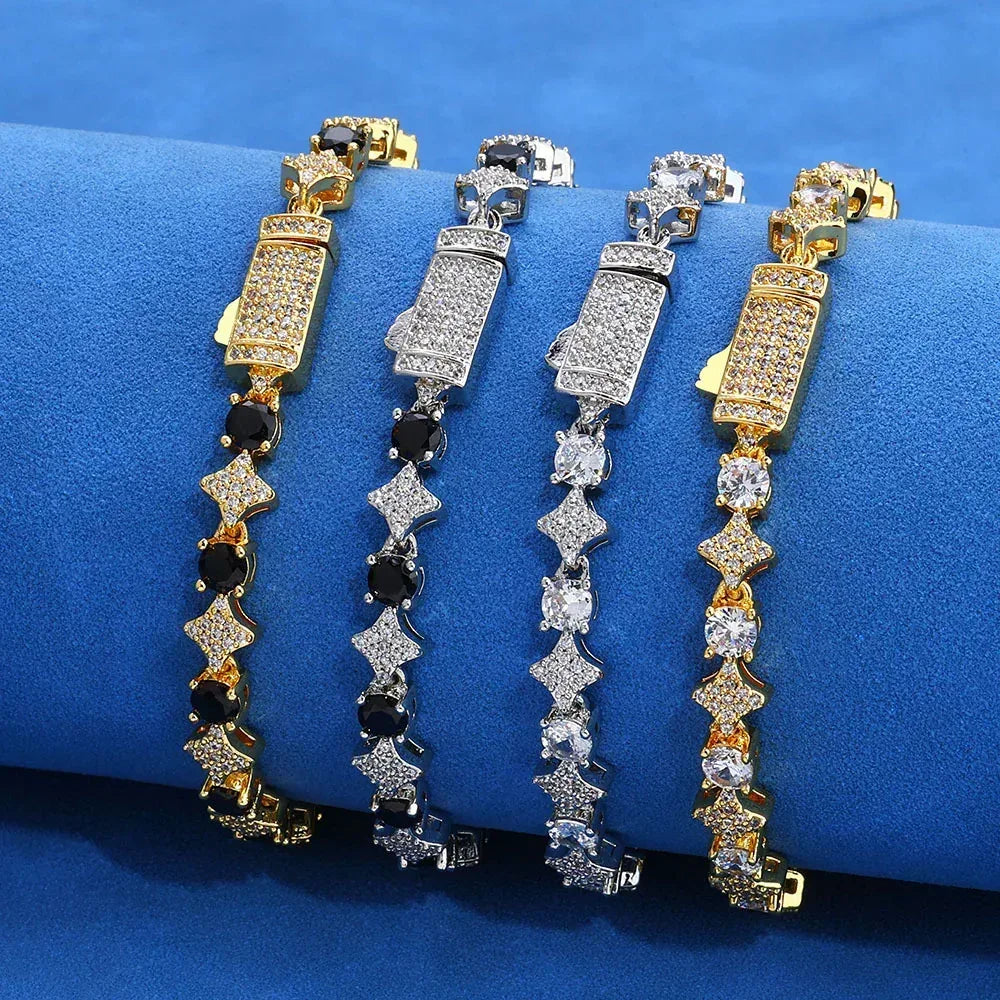 6mm Star Zircon Tennis Bracelet Custom Hip Hop Jewelry for Men | Caratix Jewelry - CaratixJewelry