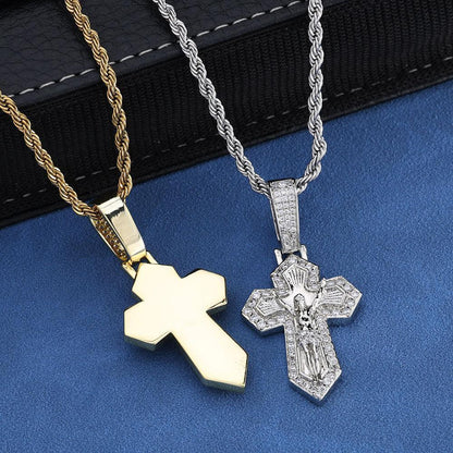 Custom Retro Cross Pendant S925 Silver Iced Out Chain for Rapper - CaratixJewelry