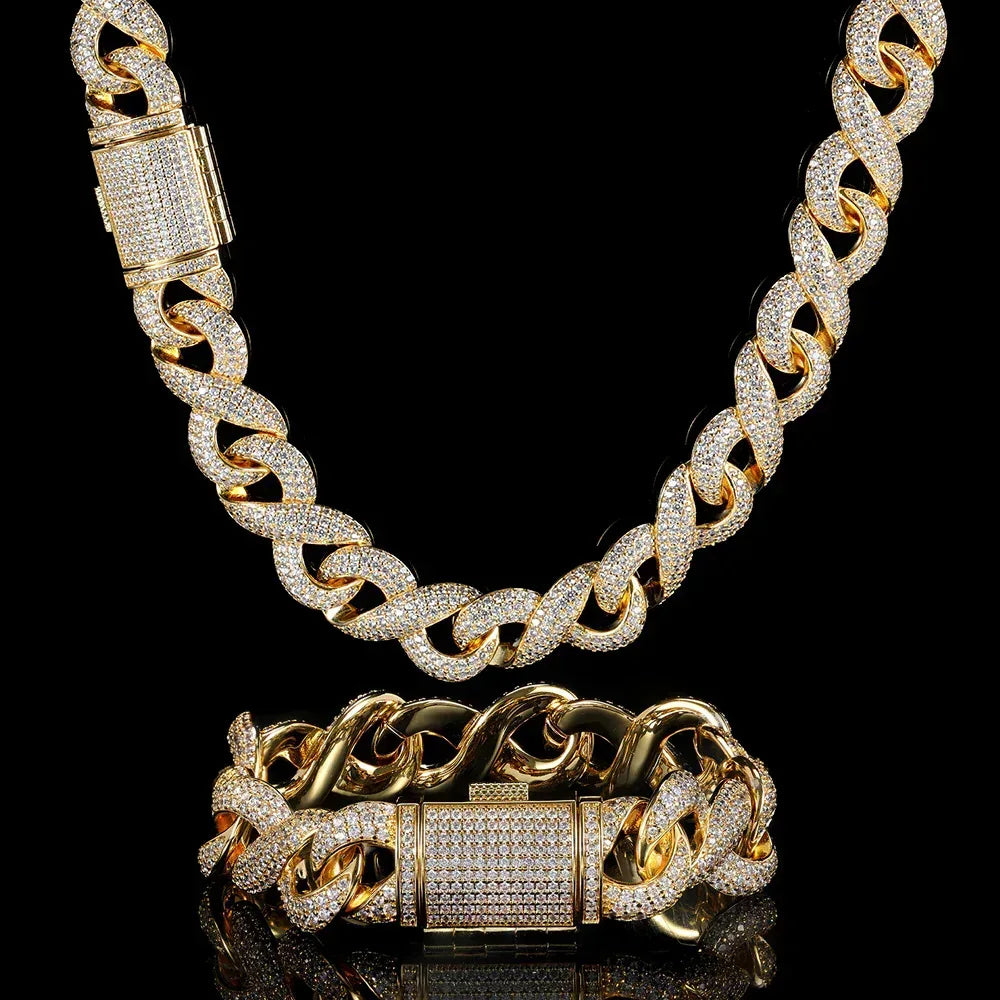 15mm Figure 8 Chain Bracelet Zircon Hip Hop Jewelry for Men | Caratix Jewelry - CaratixJewelry