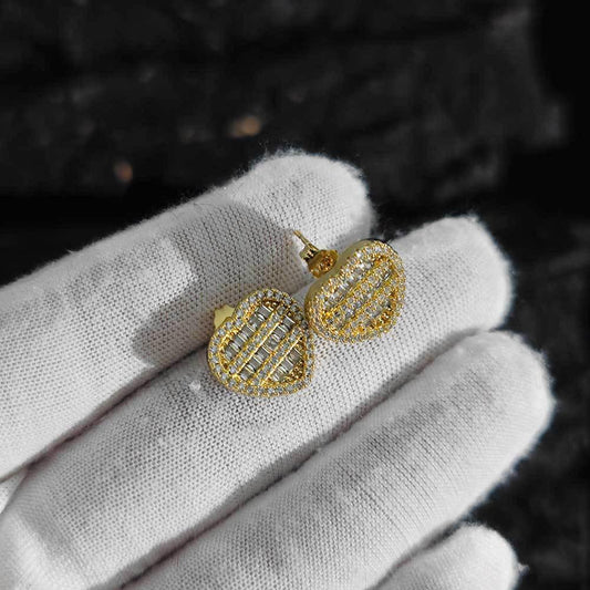 Heart-Shaped Zircon Earrings with Square and Round Design for Men and Women | Vintage Hip Hop Jewelry | Caratix Jewelry - CaratixJewelry