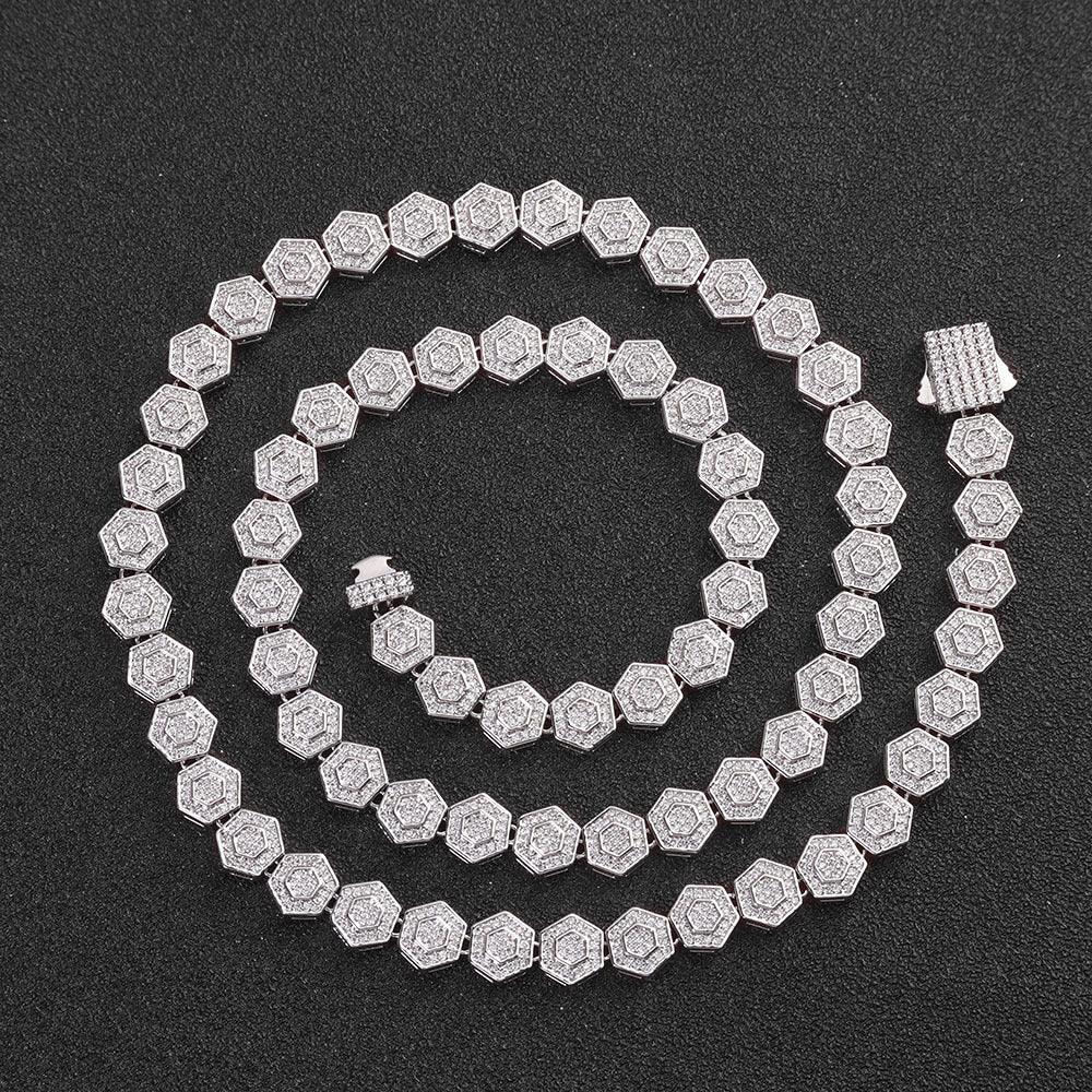 Custom 8.5mm Hexagon Geometric Baguette Chain | Unique Gold Chain for Rapper | Caratix - CaratixJewelry