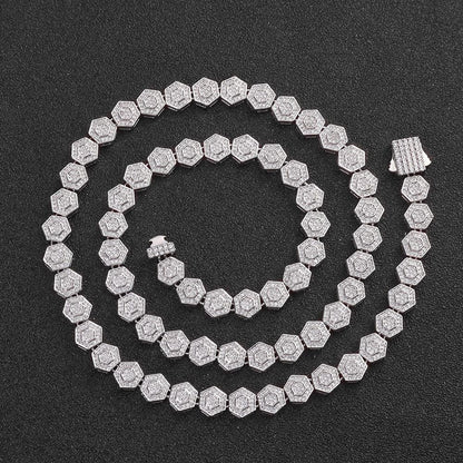 Custom 8.5mm Hexagon Geometric Baguette Chain | Unique Gold Chain for Rapper | Caratix - CaratixJewelry