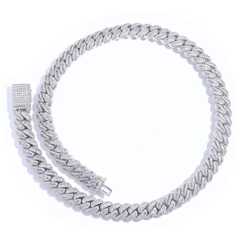 12mm T Cut Zircon Cuban Chain Rapper Iced Out Necklace - CaratixJewelry
