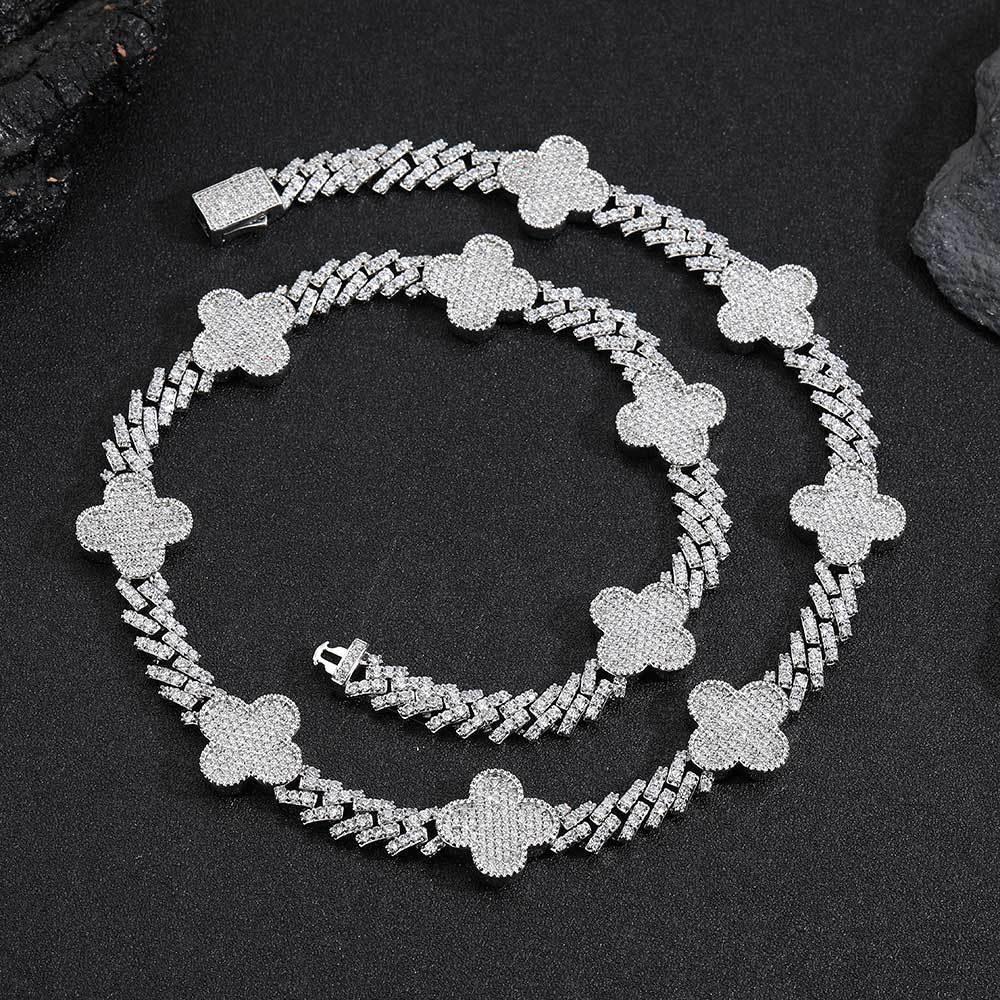 Shape Cuban Chain Zircon Necklace with Spring Clasp for Men | Caratix Jewelry - CaratixJewelry