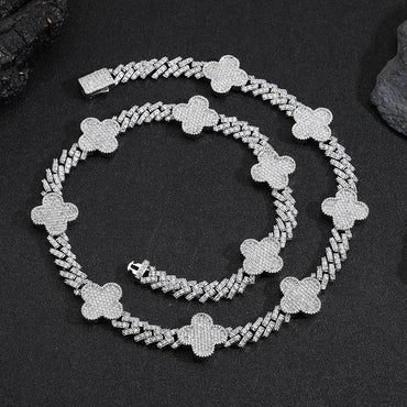 Shape Cuban Chain Zircon Necklace with Spring Clasp for Men | Caratix Jewelry - CaratixJewelry