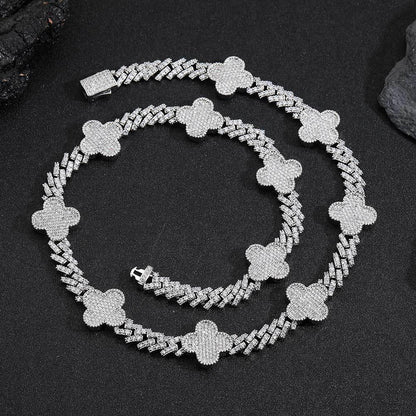 Shape Cuban Chain Zircon Necklace with Spring Clasp for Men | Caratix Jewelry - CaratixJewelry