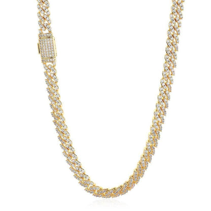 8mm Single Row Cuban Chain Necklace with Full Zircon Stones for Men | Caratix Jewelry - CaratixJewelry
