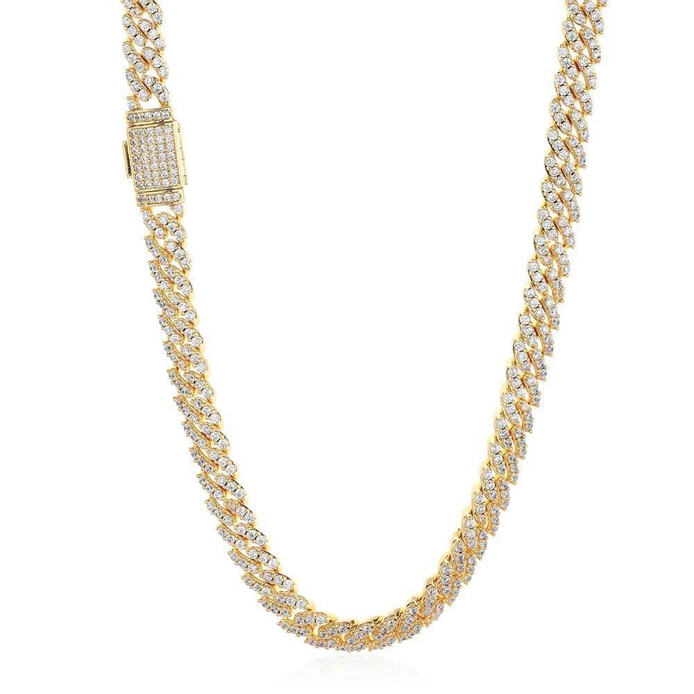 8mm Iced Out Cuban Chain Necklace Single Row Zircon - CaratixJewelry