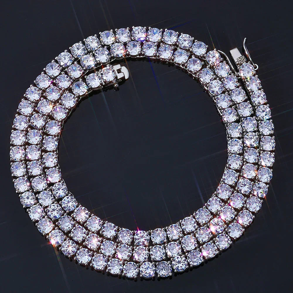 Moissanite Tennis Chain Necklace – S925 Sterling Silver Luxury Hip Hop Jewelry for Men & Women - CaratixJewelry