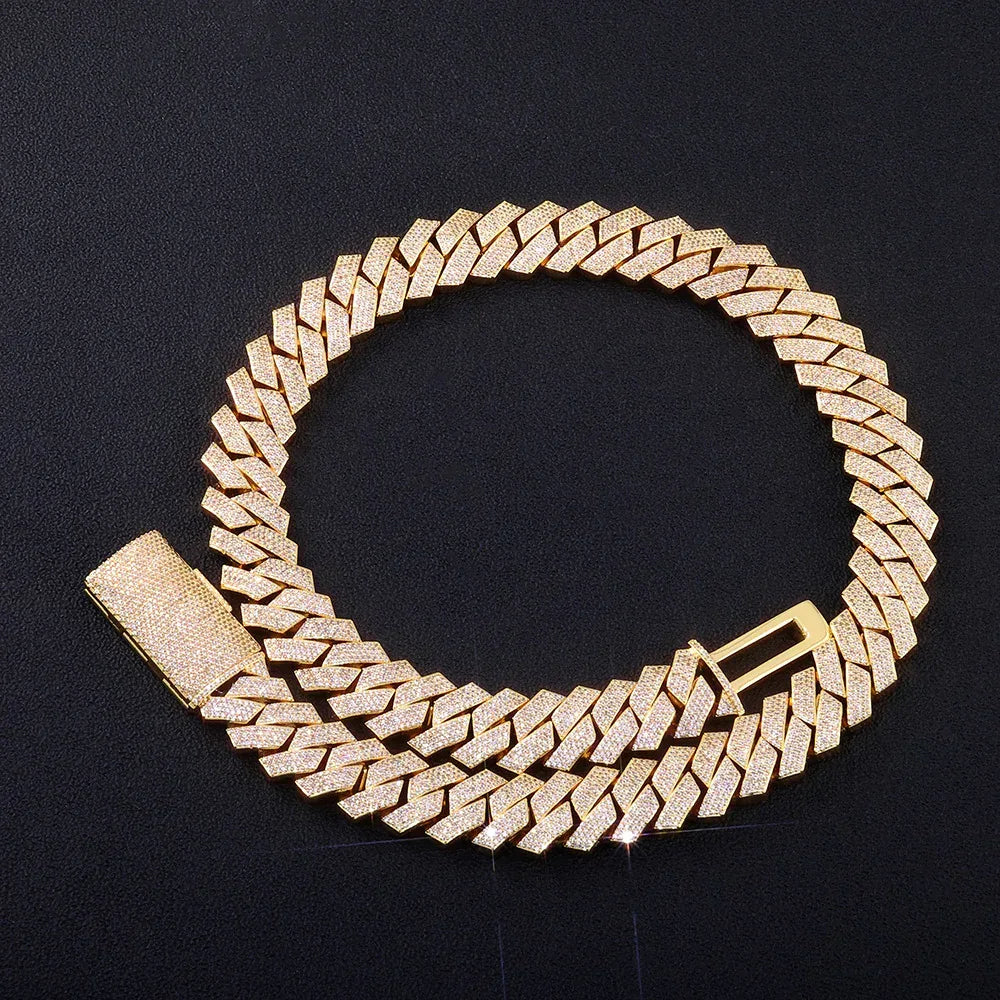 Rapper Iced Out Chain Four Row Cuban Zircon - CaratixJewelry