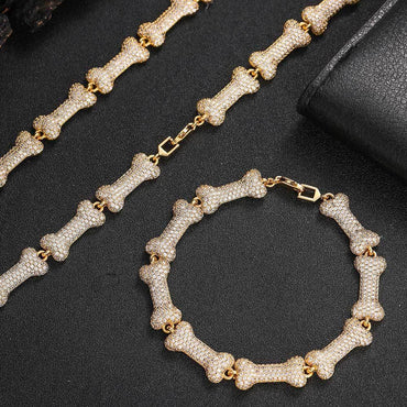 Bone Pendant 10mm Zircon Necklace Hip Hop Jewelry for Men & Women | Caratix Jewelry - CaratixJewelry