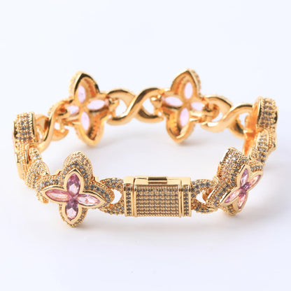 New Infinity Clover Iced Bracelet | Unisex Copper Zircon Handpiece | Premium Hip Hop Bling | Caratix - CaratixJewelry