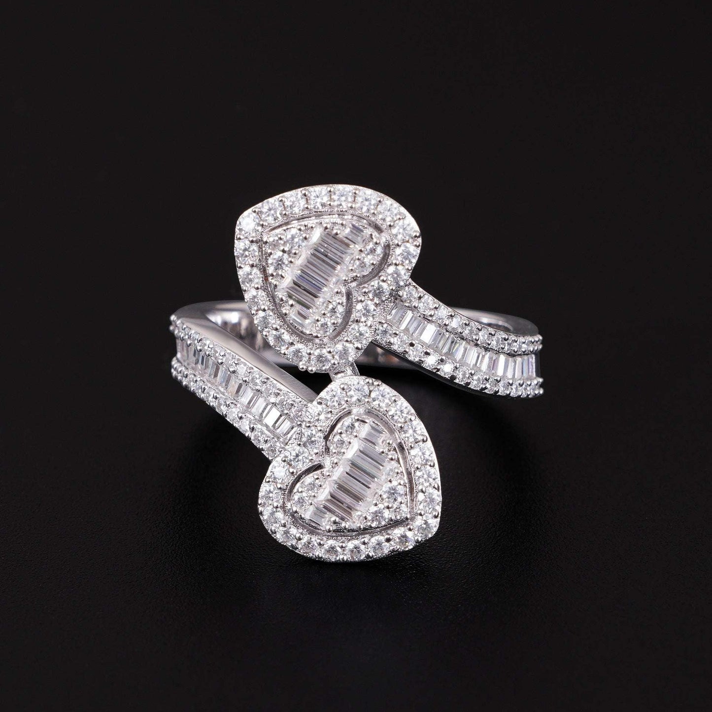 Heart Moissanite Hip Hop Ring | S925 Silver D-Color Step-Cut Unisex Iced Out Jewelry - CaratixJewelry