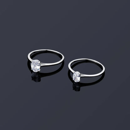 D Color Oval Moissanite Solitaire Ring | S925 Sterling Silver | Caratix