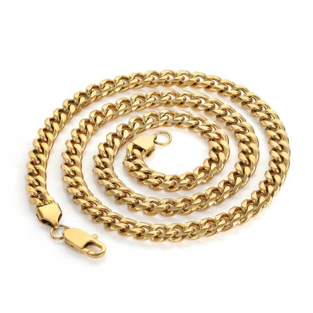 Snake Head Cuban Chain Necklace with Box Clasp 18K Gold Plated for Men | Caratix Jewelry - CaratixJewelry