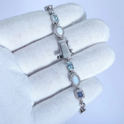 6mm Blue Zircon Bracelet Opal Style Chain Hip Hop Jewelry for Men | Caratix Jewelry - CaratixJewelry