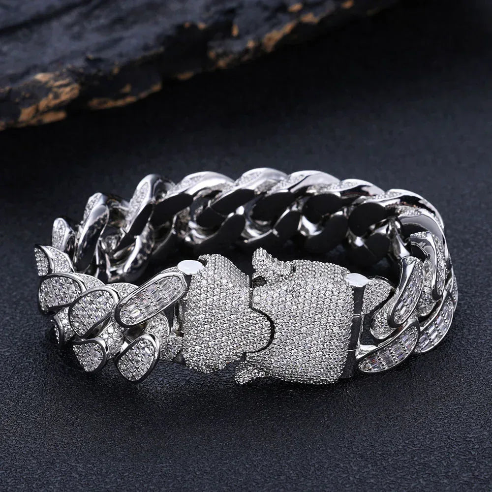 18mm Triple Row T-Cut Zircon Cuban Link Bracelet for Men | Caratix Jewelry - CaratixJewelry