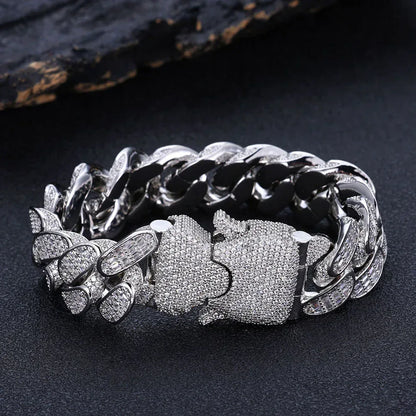 18mm Triple Row T-Cut Zircon Cuban Link Bracelet for Men | Caratix Jewelry - CaratixJewelry