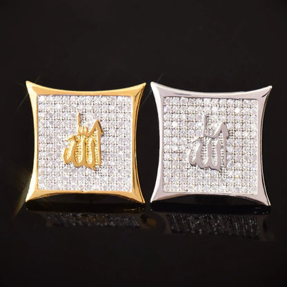 Large Square Stud Earrings with Zircon | Creative & Trendy Hip Hop Jewelry | Caratix Jewelry - CaratixJewelry
