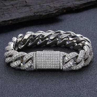 Bubble Iced-Out Cuban Link Bracelet with Zircon Stones - CaratixJewelry