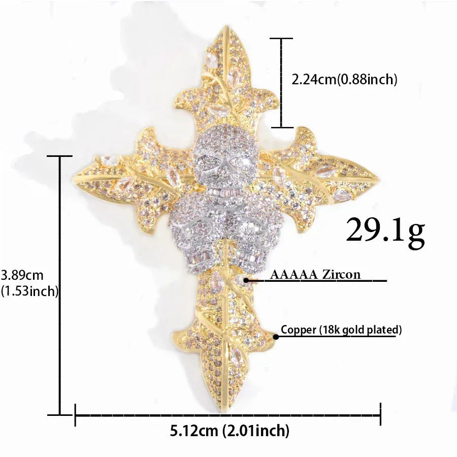 Iced Out Skull Cross Pendant Necklace – Hip Hop CZ - CaratixJewelry