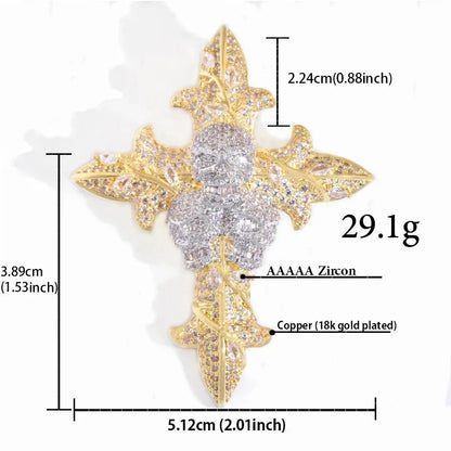 Iced Out Skull Cross Pendant Necklace – Hip Hop CZ - CaratixJewelry