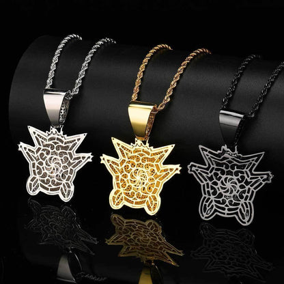 Cute Ghost Pendant Necklace with Micro-Pave Zircon and Gold Plating for Men | Caratix Jewelry - CaratixJewelry