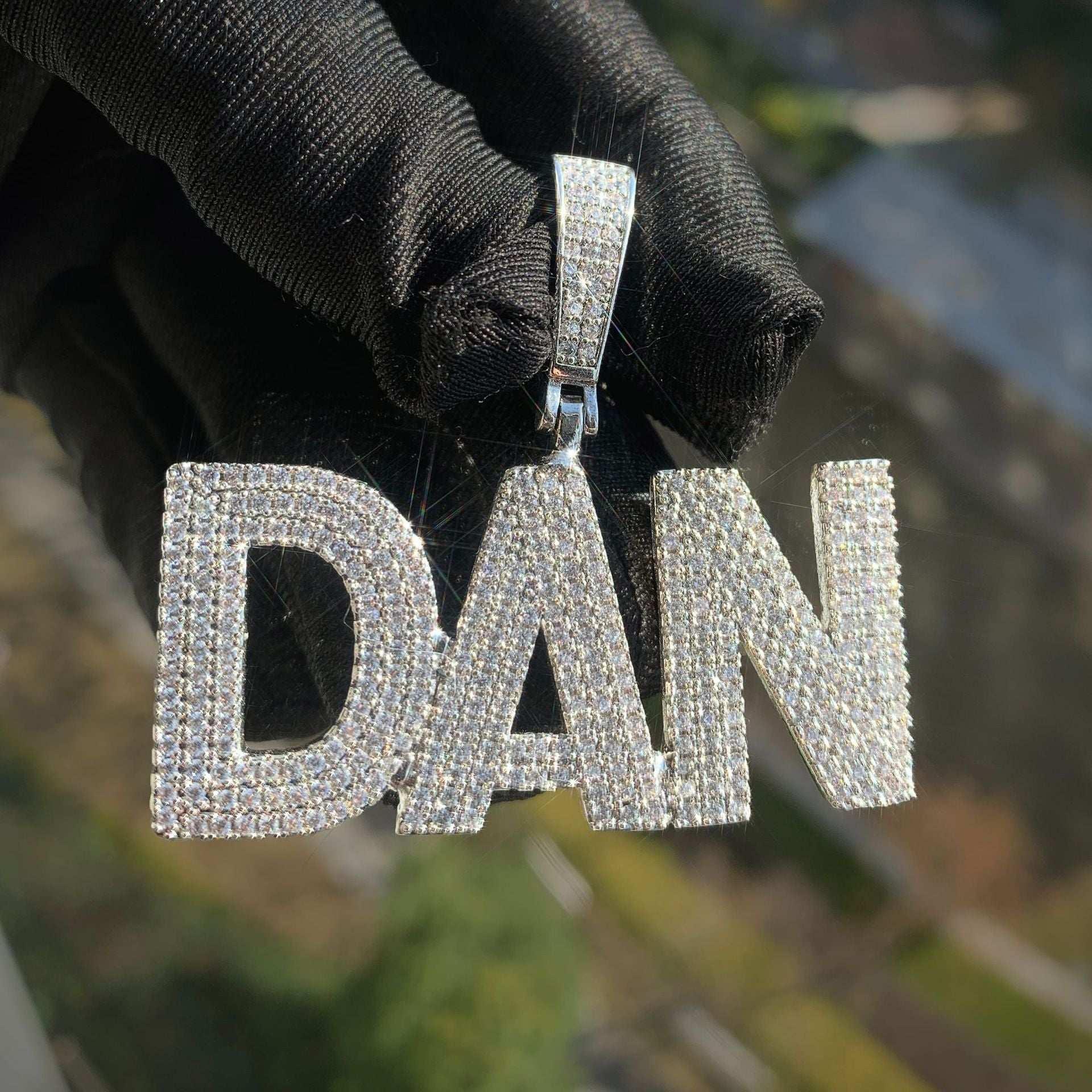 Iced Out Letter Pendant Necklace | DIY CZ Custom Initial Hip Hop Jewelry for Men & Women - CaratixJewelry