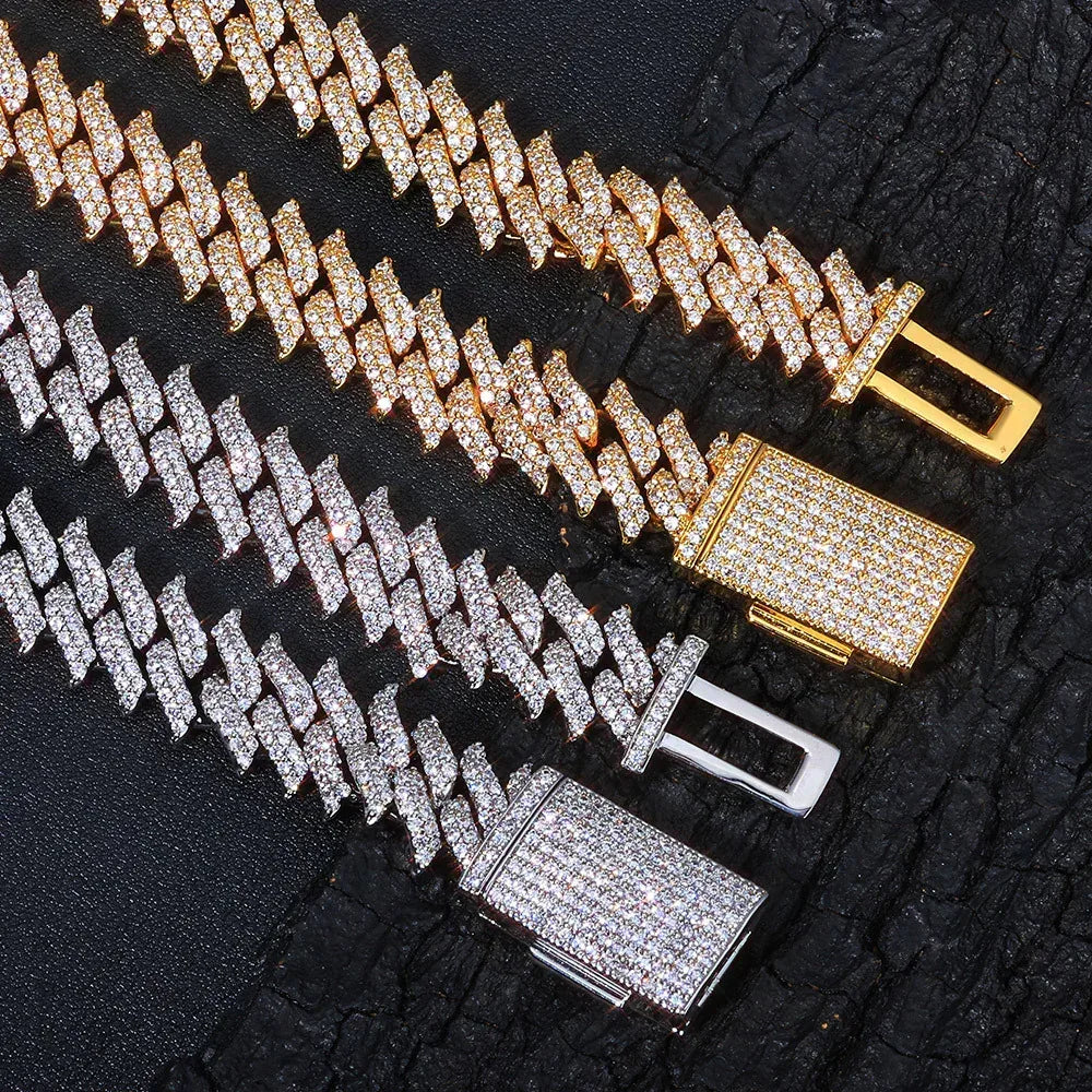 Custom 15mm Iced Out Thorn Cuban Bracelet | Barbed Wire Hip Hop - CaratixJewelry