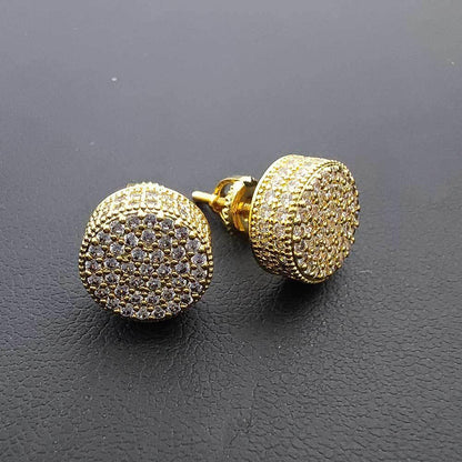 Men's Zircon Round Stud Earrings with Silver Pin | Luxury Hip Hop Jewelry | Caratix Jewelry - CaratixJewelry