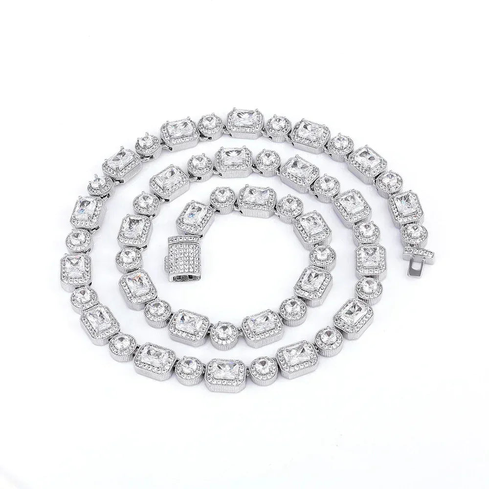 Custom 10mm S925 Silver Baguette & Round Chain | Luxury Hip Hop Bling | Caratix - CaratixJewelry