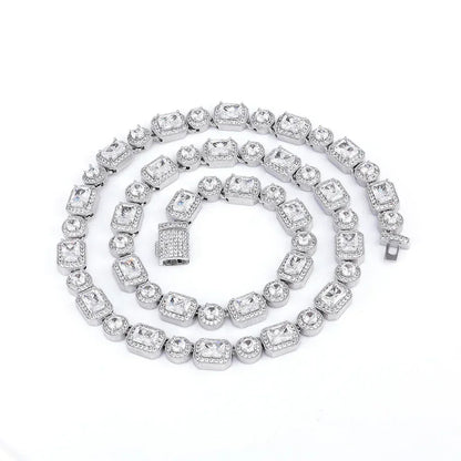 Custom 10mm S925 Silver Baguette & Round Chain | Luxury Hip Hop Bling | Caratix - CaratixJewelry