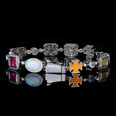 Colorful Gemstone Zircon Bracelet Luxury Hip Hop Jewelry for Men & Women | Caratix Jewelry - CaratixJewelry