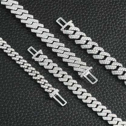 6mm Iced-Out Moissanite Cuban Link Chain – S925 Sterling Silver -Cut Hip Hop Streetwear Necklace - CaratixJewelry
