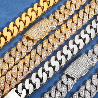 22mm Bubble Moissanite Cuban Link Chain – Custom S925 Sterling Silver Iced-Out Hip Hop Men’s Luxury Streetwear Necklace - CaratixJewelry
