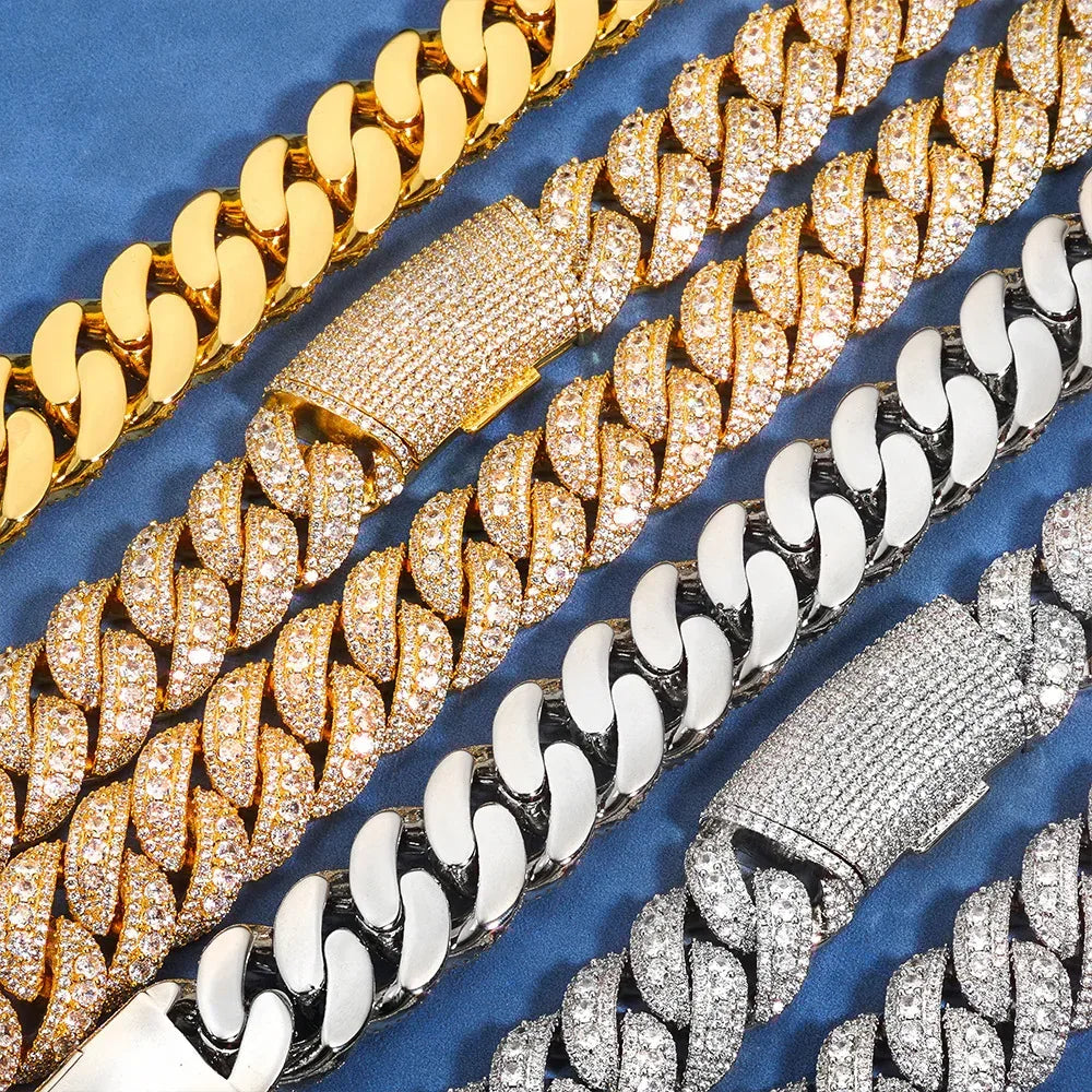 22mm Iced Out Bubble Cuban Chain Necklace Zircon - CaratixJewelry