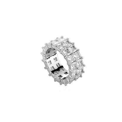 Double Row Baguette Diamond Ring | T-Square Zirconia Band | Caratix