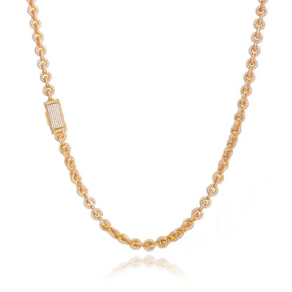 Custom 8mm Iced-out O-Link Necklace | Modern Rapper Iced Out Chain with Fold-over Clasp | Caratix - CaratixJewelry