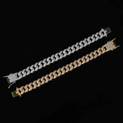 12mm Iced Out Cuban Chain Zircon Rapper Bracelet for Men | Caratix Jewelry - CaratixJewelry
