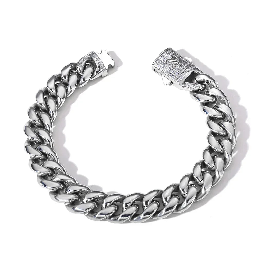 Custom Stainless Steel Round-Polished Cuban Bracelet Caratix - CaratixJewelry