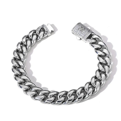 Custom Stainless Steel Round-Polished Cuban Bracelet Caratix - CaratixJewelry