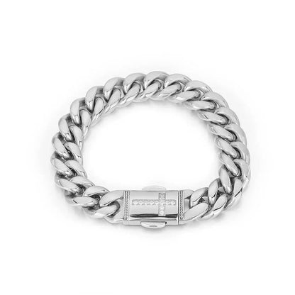 Iced Out Cuban Chain Necklace Stainless Steel Titanium Hip Hop Jewelry for Men | Caratix Jewelry - CaratixJewelry