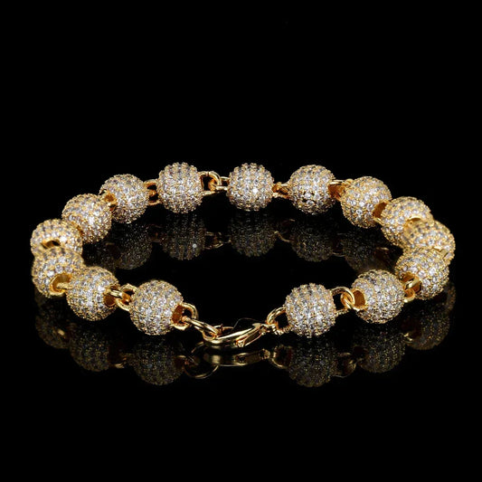 8mm Bead Chain Bracelet with Zircon | Men’s Trendy Personalized Jewelry | Caratix Jewelry - CaratixJewelry
