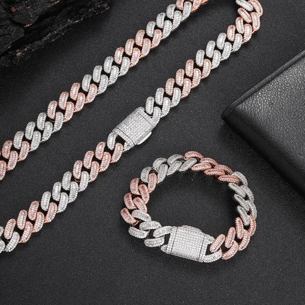 Custom 15mm Cuban Bracelet | Fold-Over Clasp Hip Hop Bling - CaratixJewelry