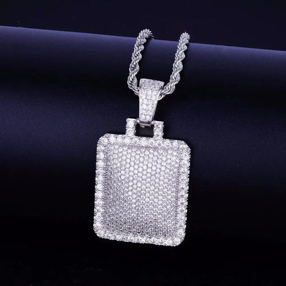 Iced Out Geometric Square Pendant | Men's Hip Hop Cluster Necklace | Premium Copper CZ Box Jewelry | Modern Daily Bling | Caratix - CaratixJewelry