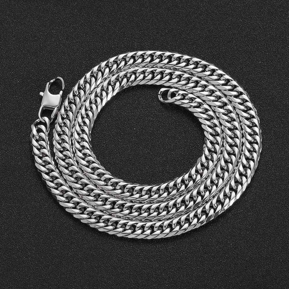 Gold Plated Stainless Steel Cuban Chain Necklace with Cowboy Clasp Titanium Steel for Men | Caratix Jewelry - CaratixJewelry
