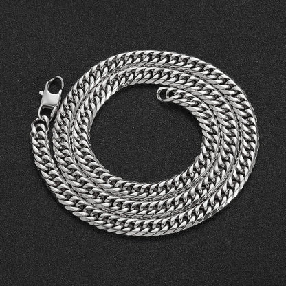 Gold Plated Stainless Steel Cuban Chain Necklace with Cowboy Clasp Titanium Steel for Men | Caratix Jewelry - CaratixJewelry
