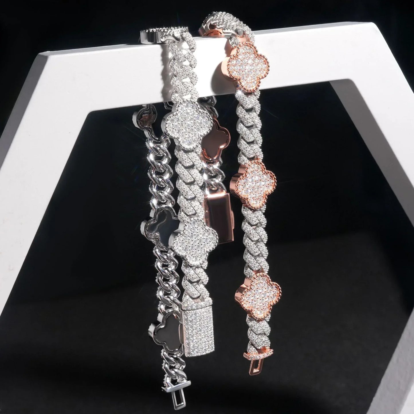 8mm Moissanite Charm Cuban Link Bracelet | S925 Silver Hip Hop Jewelry - CaratixJewelry