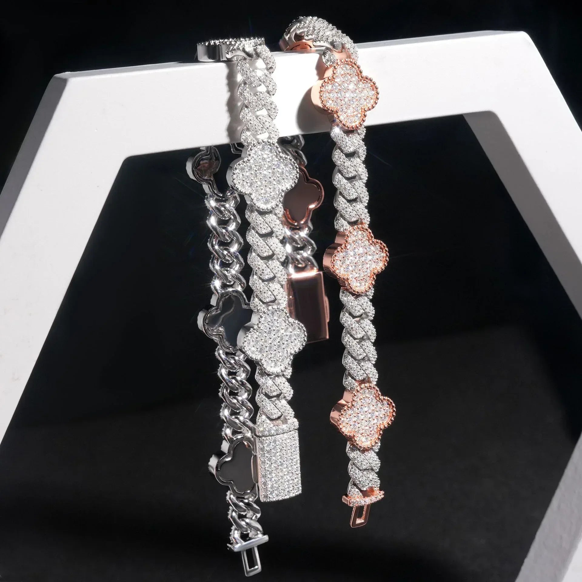 8mm Moissanite Charm Cuban Link Bracelet | S925 Silver Hip Hop Jewelry - CaratixJewelry