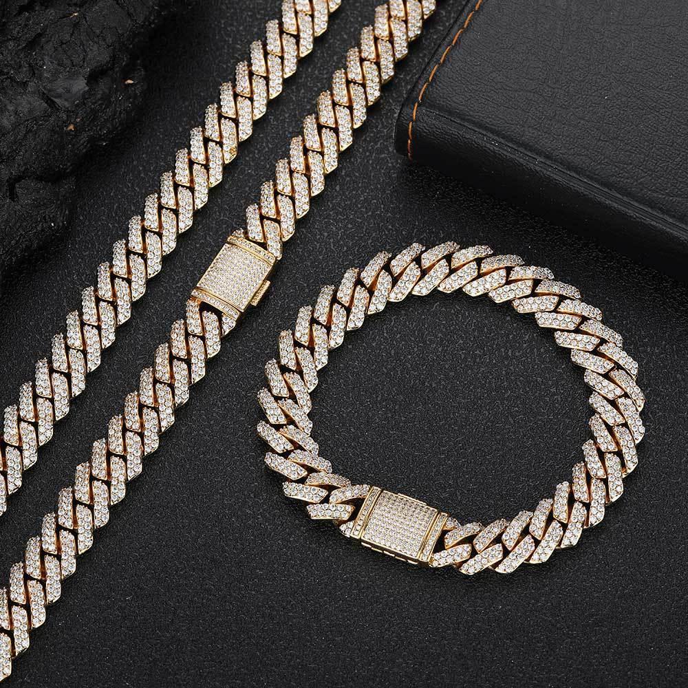 10mm -Shaped Zircon Cuban Link Bracelet - CaratixJewelry